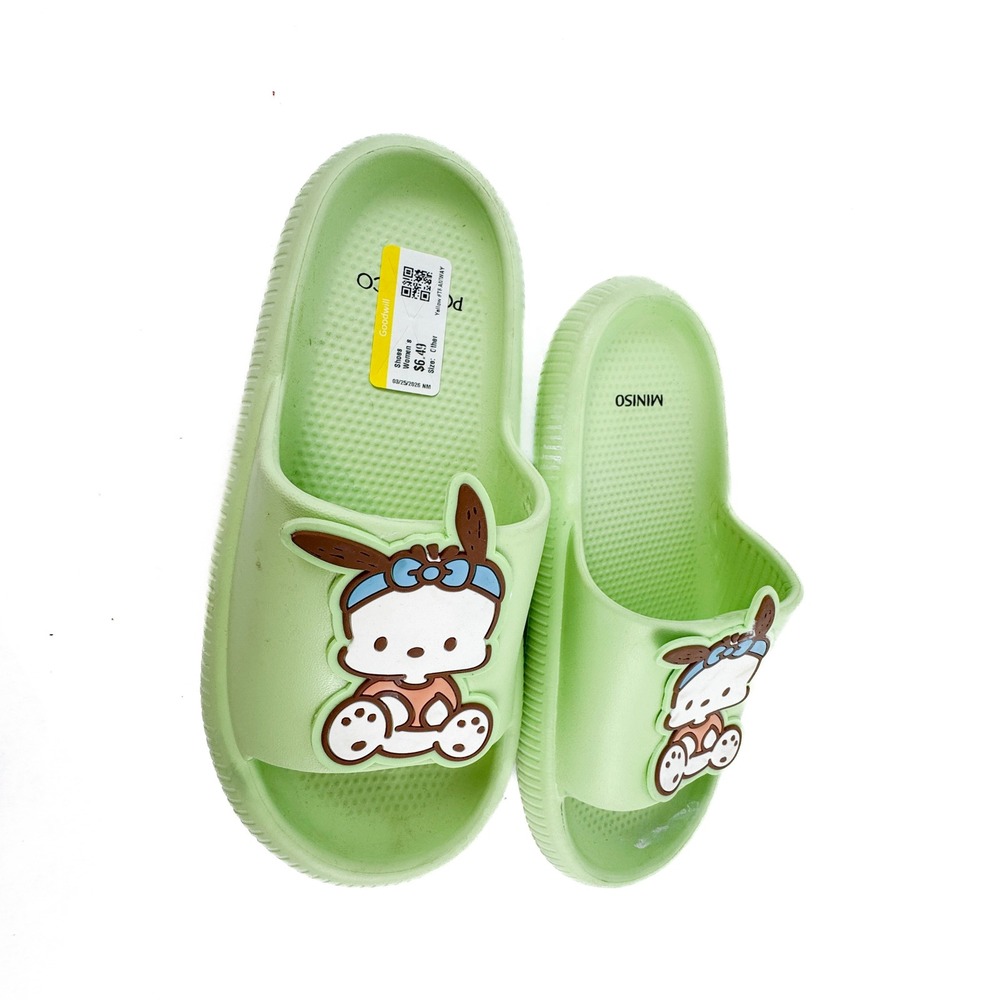 Miniso Sanrio Pochacco Lime Green Platform Slides Kawaii Sandals Womens